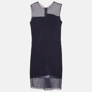 Sandro Navy Blue Crepe Sleeveless Sheath Dress S
