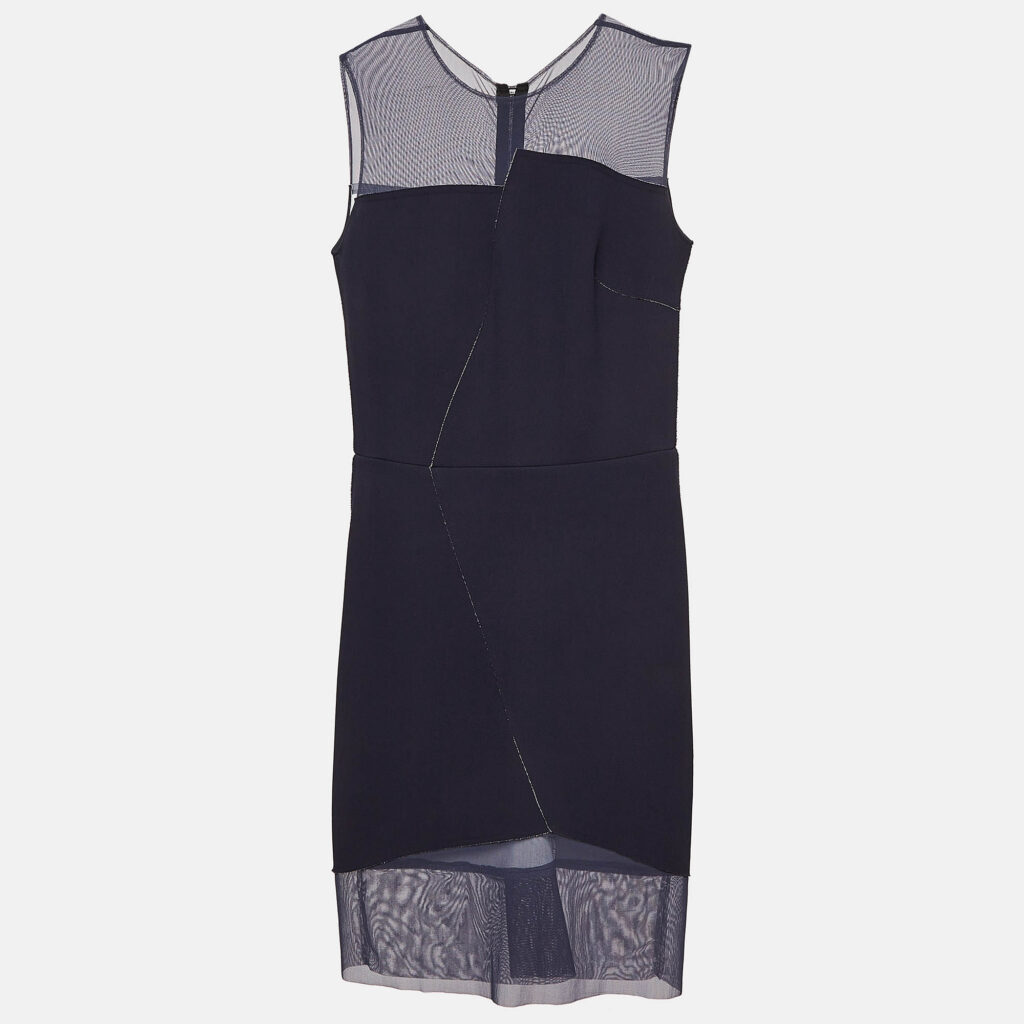 luxury-women-sandro-used-clothes-p1008960-006 Sandro Navy Blue Crepe Sleeveless Sheath Dress S