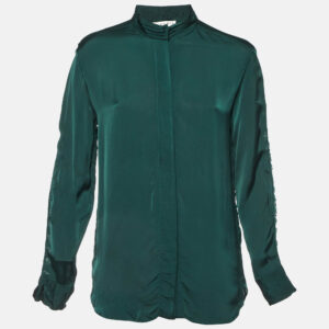 Sandro Green Satin Lace Trimmed Top L