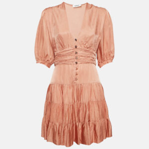 Sandro Orange Crepe Tiered Mini Dress S