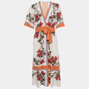 Sandro Multicolor Floral Print Silk Wrap Dress S