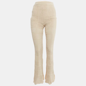 Sandro Beige Stretch Knit Flared Trousers S