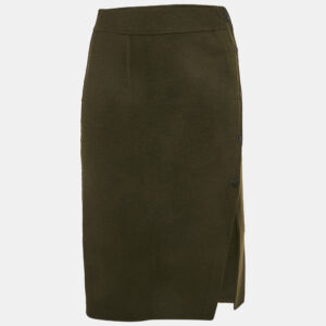 Sandro Green Wool Felt Button Detail Pencil Skirt S