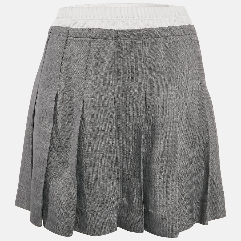 luxury-women-sandro-used-clothes-p1133809-001 Sandro Grey Crepe Pleated Mini Skirt S