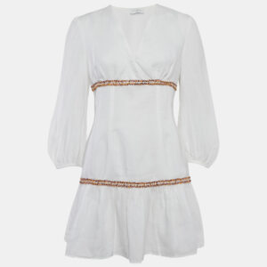 Sandro White Ramie Tiered Mini Dress M
