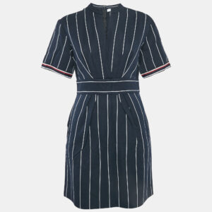 Sandro Blue Striped Cotton Blend Mini Dress L