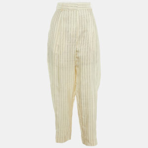 Sandro Ecru Striped Canvas Straight Leg Pants L