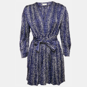 Sandro Blue Striped Satin Mini Dress M