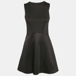 sandro black jersey and textured crepe mini dress s