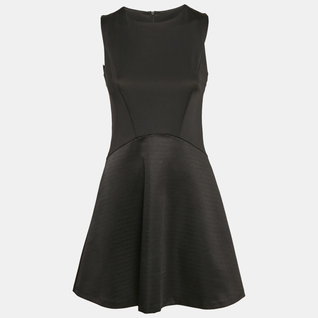 luxury-women-sandro-used-clothes-p1164929-007.jpg Sandro Black Jersey and Textured Crepe Mini Dress S