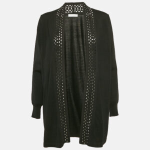 Sandro Black Wool Blend Open Front Cardigan M