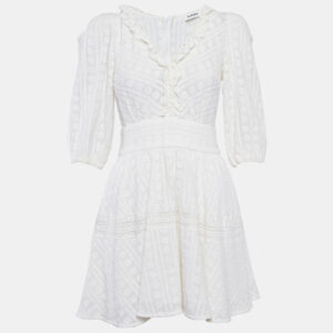 Sandro White Embroidered Cotton Mini Dress XS