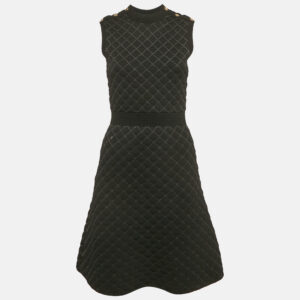Sandro Black Quilted Knit Sleeveless Mini Dress S