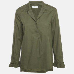 Sandro Olive Green Cotton Long Sleeve Top L
