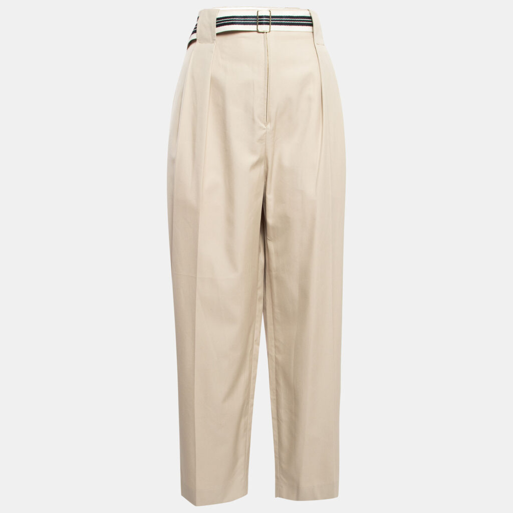 luxury-women-sandro-used-clothes-p938357-001 Sandro Beige Cotton Belted Wide-Leg Trousers L