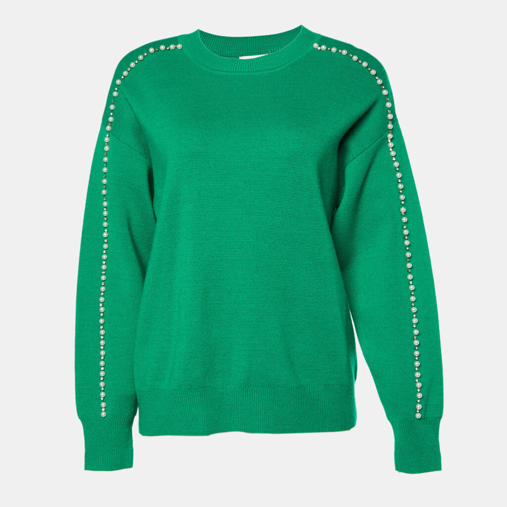 luxury-women-sandro-used-clothes-p970606-001 Sandro Green Embellished Knit Sweater S
