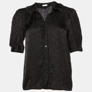 Sandro Black Floral Patterned Satin Top S