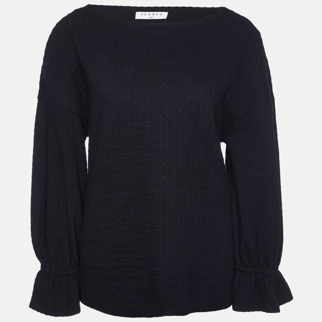 luxury-women-sandro-used-clothes-p984732-002 Sandro Black Cotton Lolipop Balloon Sleeve Top M