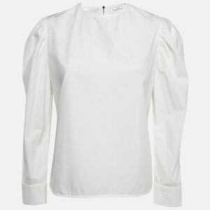 Sandro White Cotton Puff Sleeves Top M