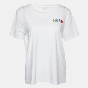 Sandro White Cotton Hope Embroidered Crew Neck T-Shirt S