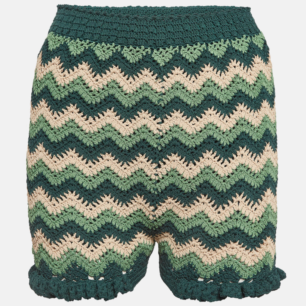 luxury-women-sandro-used-clothes-p994058-003 Sandro Green Chevron Patterned Knit Shorts S