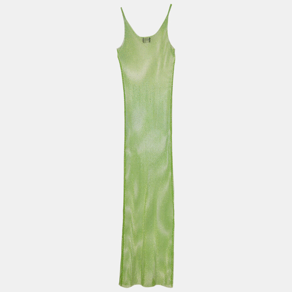 luxury-women-santa-brands-used-clothes-p1121654-005 Santa Brands Green Rhinestone Embellished Mesh Sheer Maxi Dress One Size