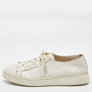 Santoni White Leather Low Top Sneakers Size 37
