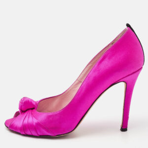 SJP Sarah Jessica Parker Pink Satin Peep Toe Pumps Size 37