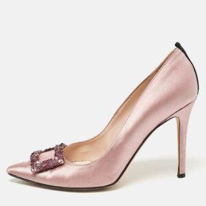 SJP Sarah Jessica Parker Beige Satin Crystal Embellished Pumps Size 37