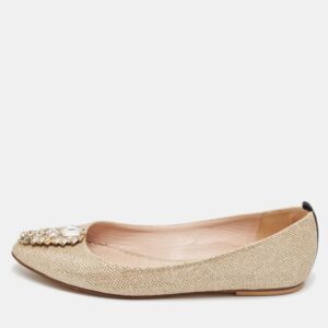 SJP Sarah Jessica Parker Gold Glitter Ballet Flats Size 37