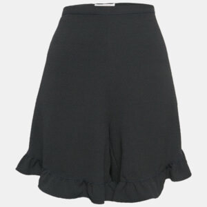 See by Chloe Black Crepe Ruffled Shorts L