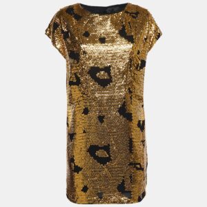 See by Chlo&eacute; Gold Sequin Crepe Mini Dress S