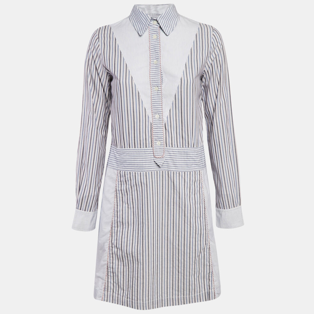 luxury-women-see-by-chloe-used-clothes-p1070761-001 See by Chloe Blue Stripe Cotton Mini Dress S