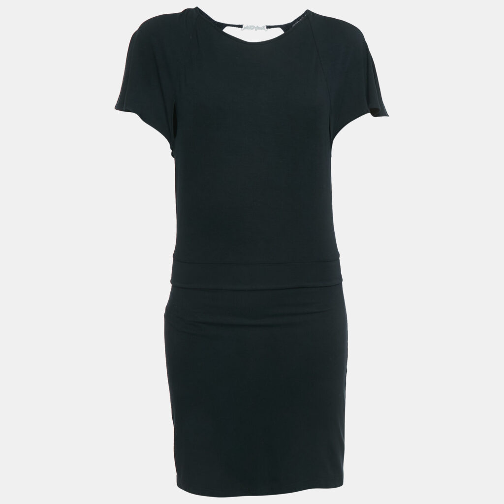 See by Chloe Black Jersey Ruffled Tie-Up Detail Mini Dress L