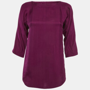 See by Chlo&eacute; Purple Jacquard Silk Long Sleeve Blouse M
