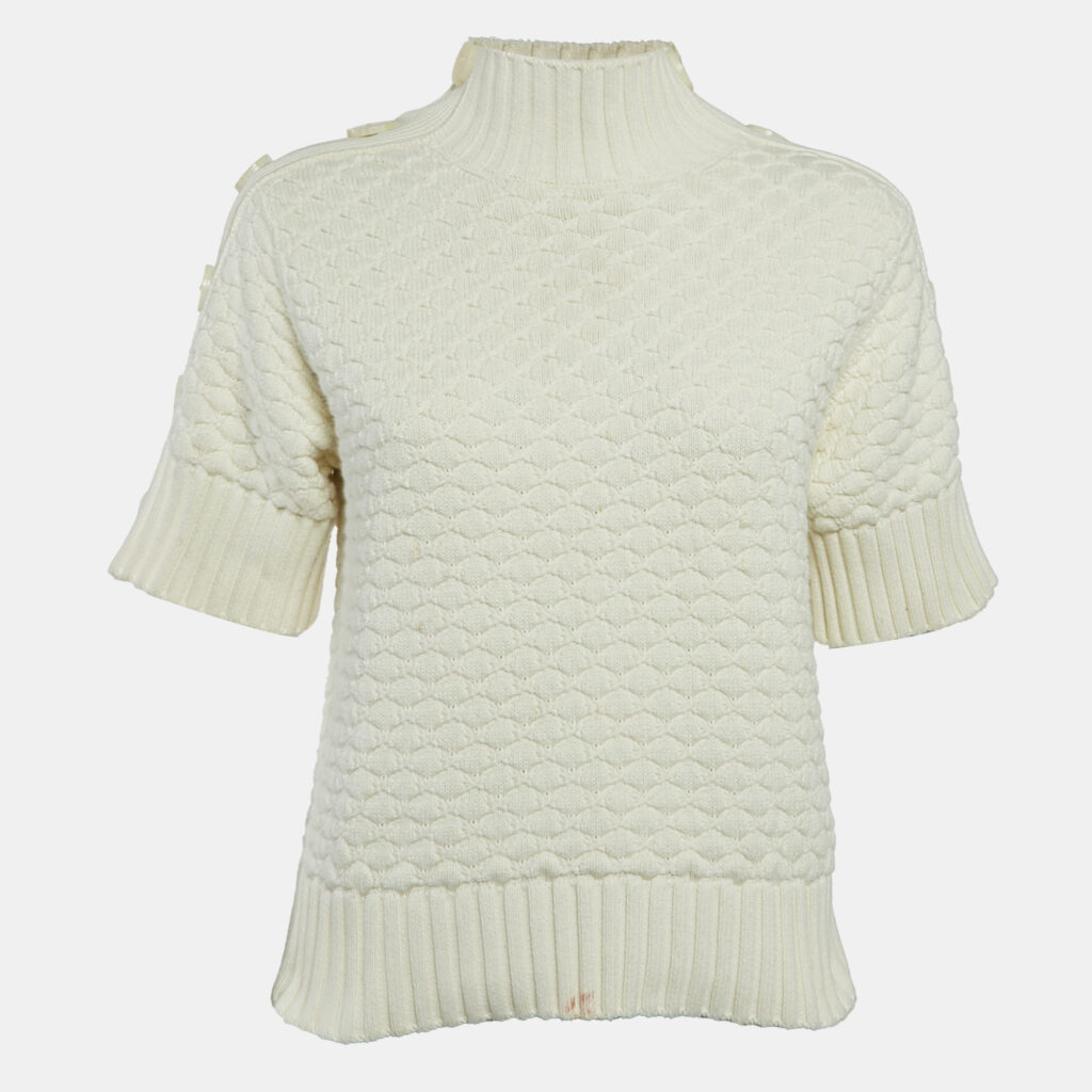 luxury-women-see-by-chloe-used-clothes-p1123013-001 See by Chloe Cream Patterned Knit Turtleneck Sweater S