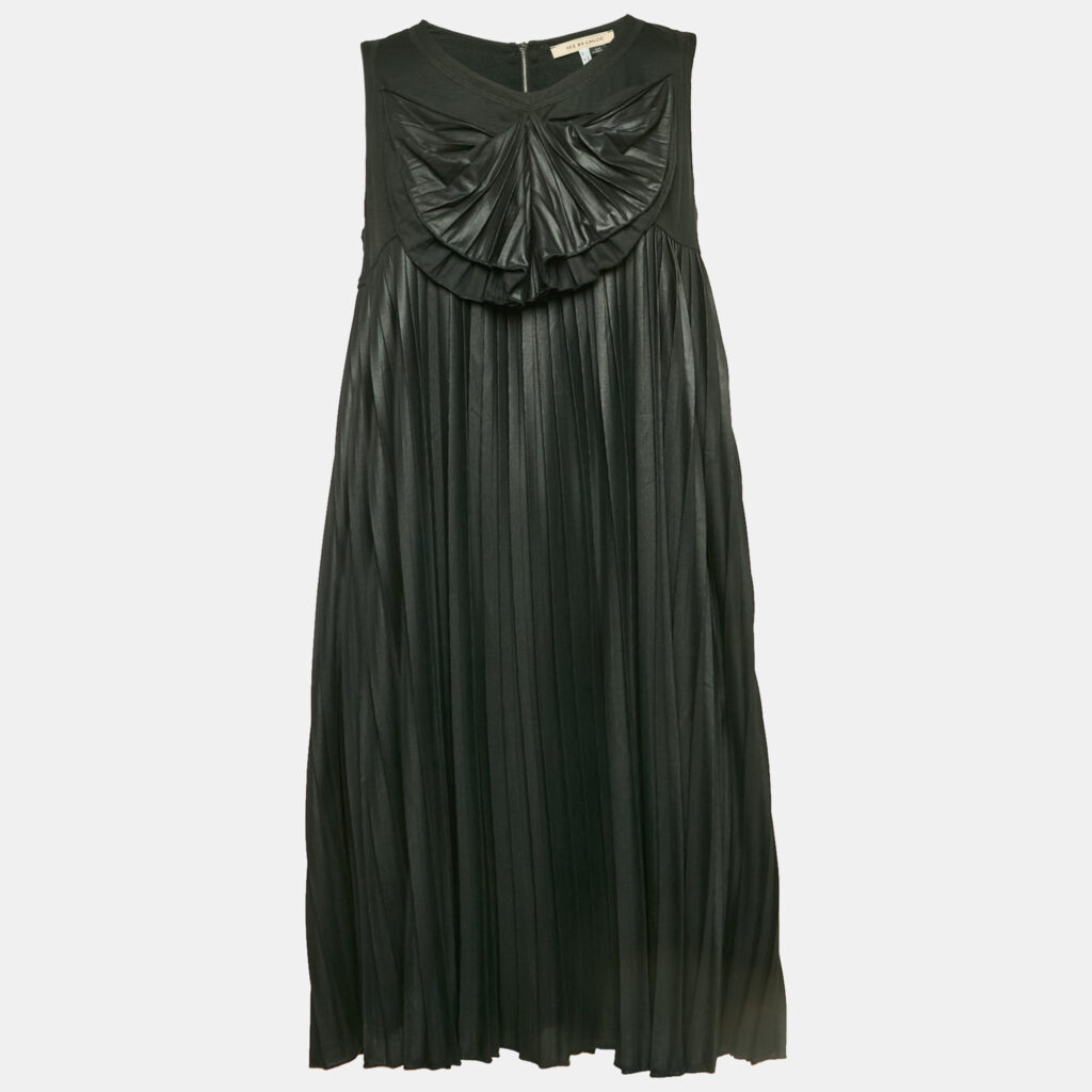 luxury-women-see-by-chloe-used-clothes-p1150227-004 See by Chloe Black Pleated A-Line Sleeveless Mini Dress XL