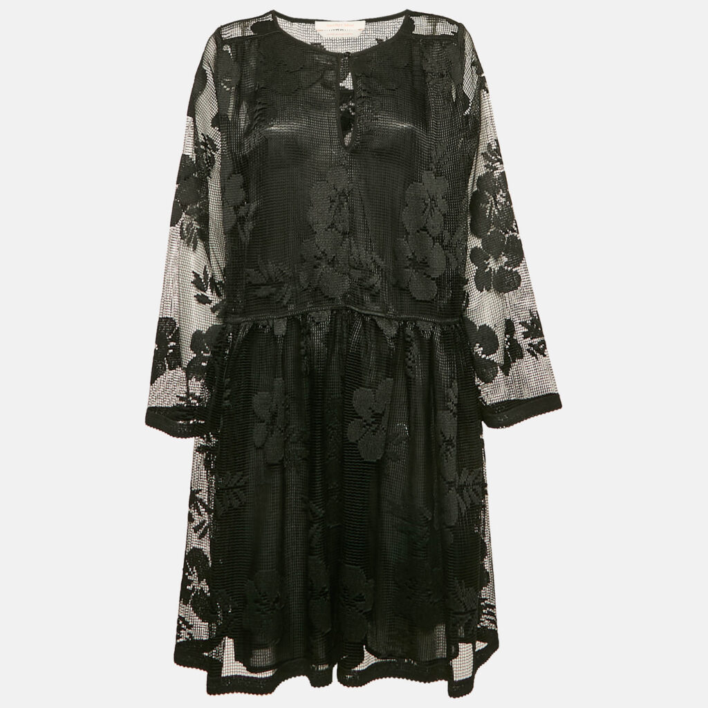 luxury-women-see-by-chloe-used-clothes-p1151157-001 See by Chloé Black Embroidered Mesh Short Dress L