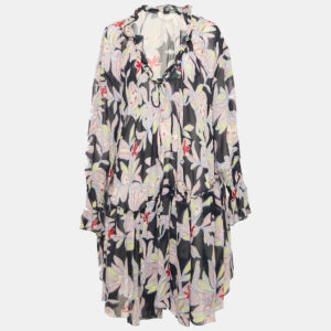 See by Chloe Blue Floral Print Silk Ruffled Shift Dress XL