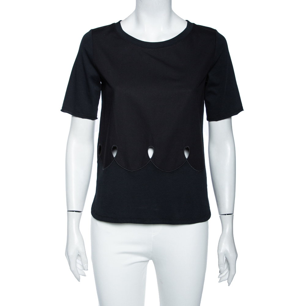 luxury-women-see-by-chloe-used-clothes-p485953-002 See by Chloe Black Cotton Cut Out Detail Jersey T-Shirt M