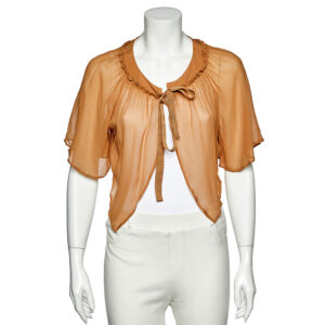 See by Chloe Beige Chiffon Tie Detail Cropped Shrug M