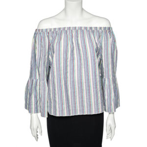 See by Chloe Multicolor Stripe Cotton Off Shoulder Top M
