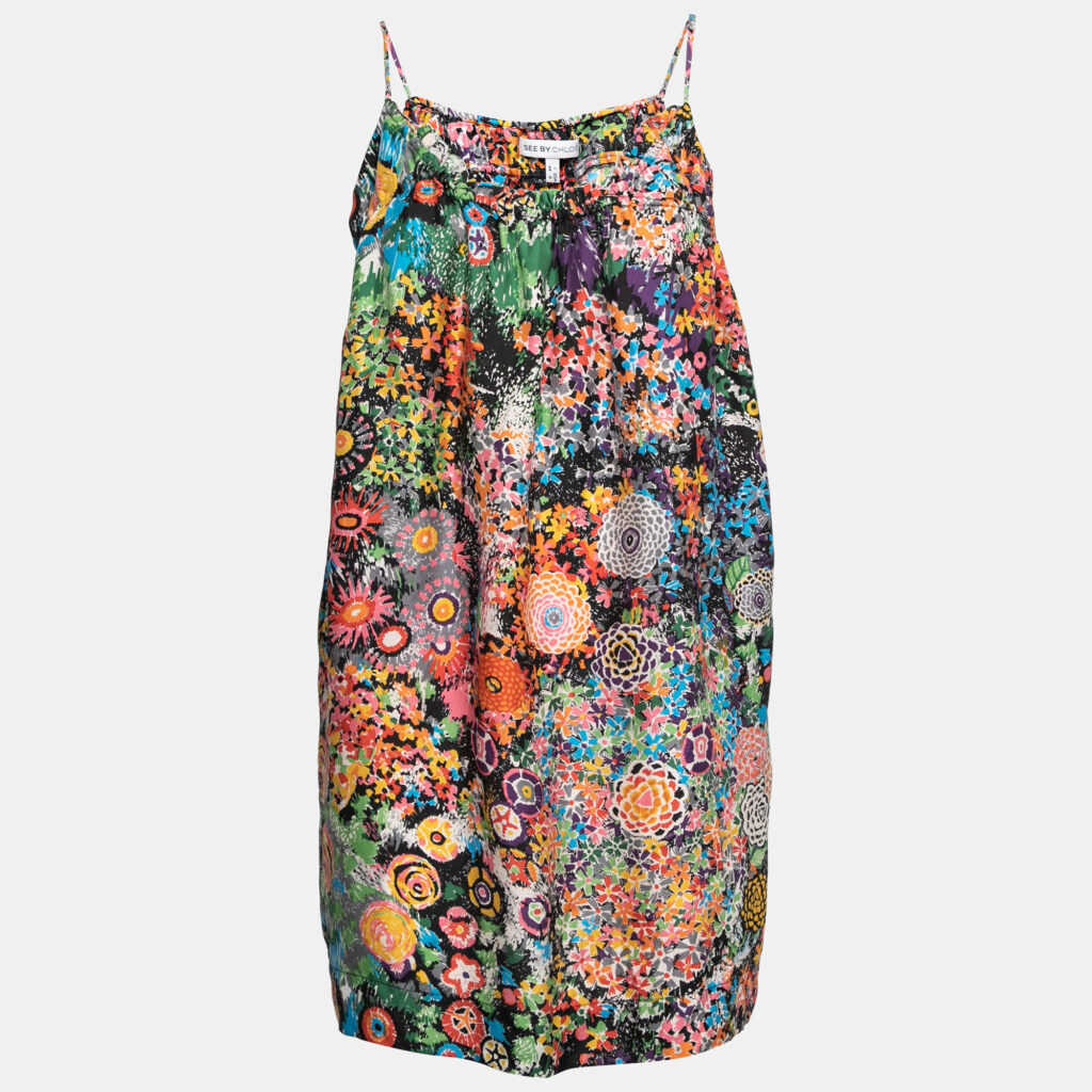 luxury-women-see-by-chloe-used-clothes-p643458-001-2 See by Chloe Multicolor Printed Silk Sleeveless Dress M