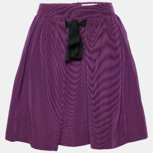 See by Chloe Purple Cotton Pleated Tie Detail Mini Skirt M