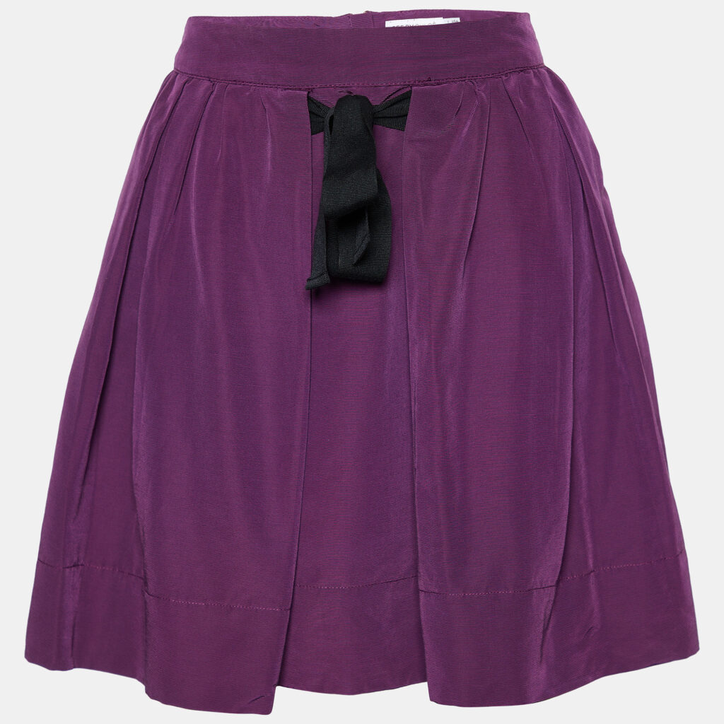 luxury-women-see-by-chloe-used-clothes-p757689-001 See by Chloe Purple Cotton Pleated Tie Detail Mini Skirt M