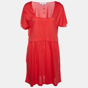 See by Chlo&eacute; Coral Red Cotton Knit Mini Dress M