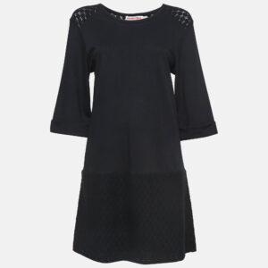 See by Chloe Black Lace and Cotton Long Sleeve Short Dress S