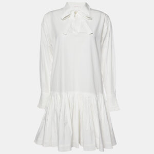 See by Chloe White Cotton Drop Waist Flared Dress S