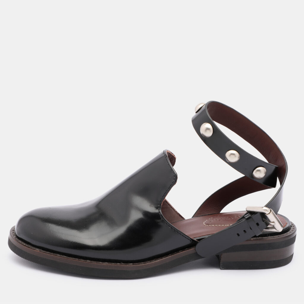 luxury-women-see-by-chloe-used-shoes-p1024584-009 See by Chloe Black Leather Embellished Ankle Strap Mules Size 35