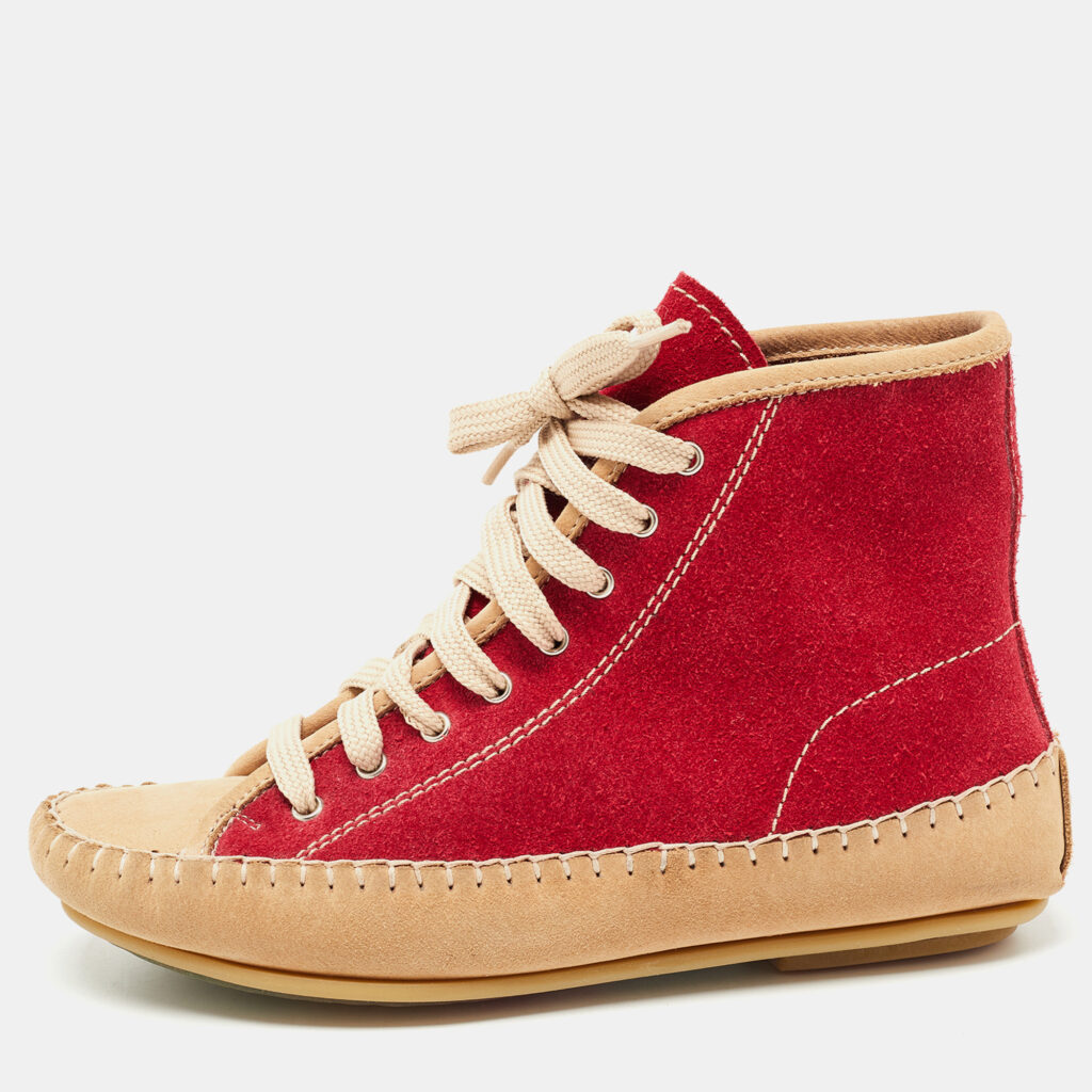 luxury-women-see-by-chloe-used-shoes-p781876-005 See by Chloé Red Suede High Top Sneakers Size 35